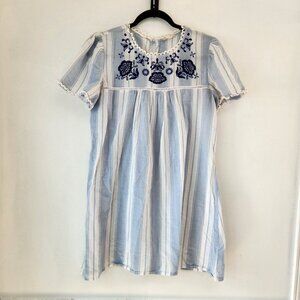 Altar'd State Blue and White Embroidered Mini Dress
